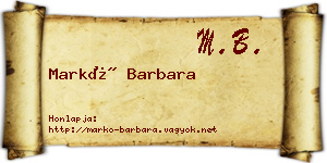 Markó Barbara névjegykártya